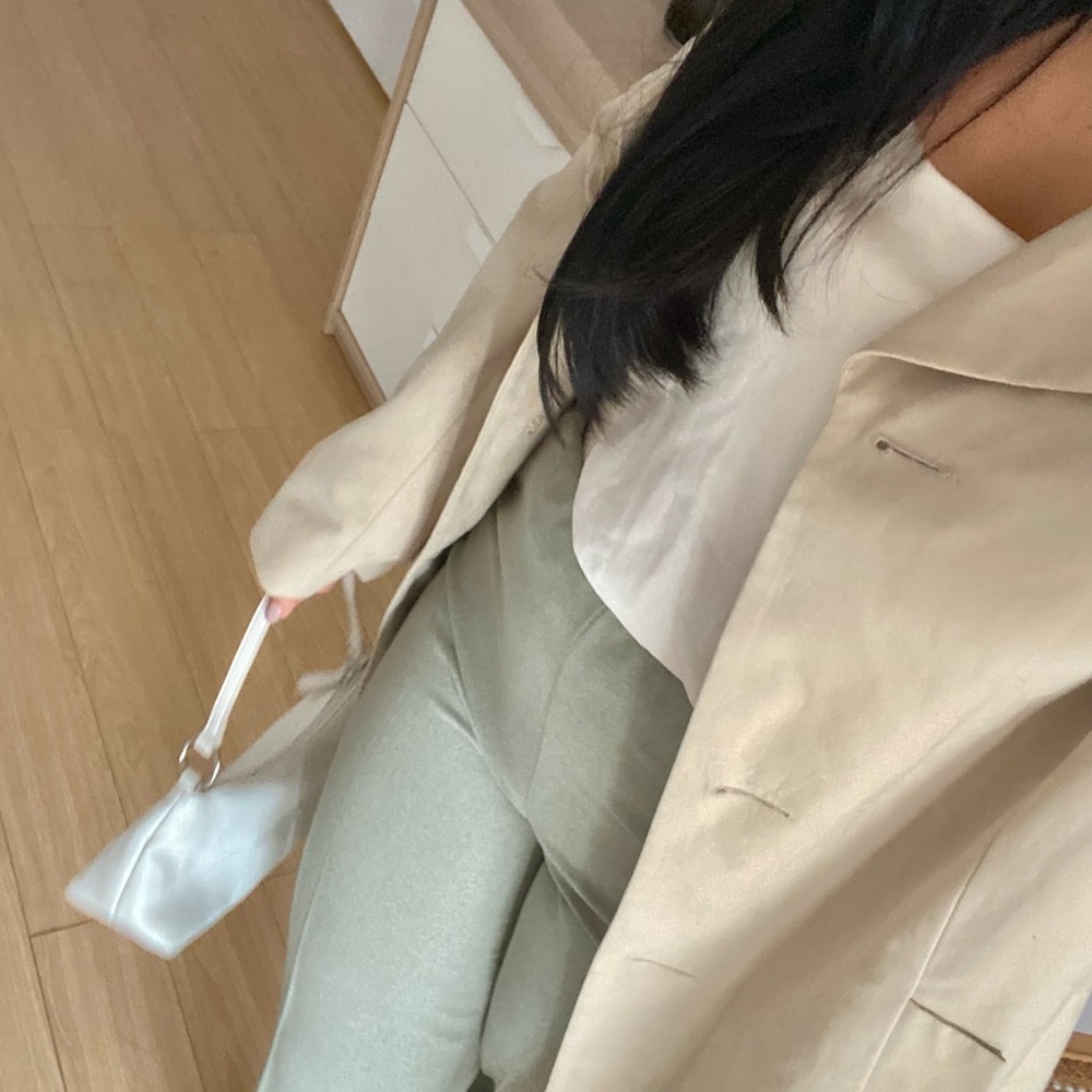 VINTAGE Beige Long Coat -Size S - Picture 5 of 6